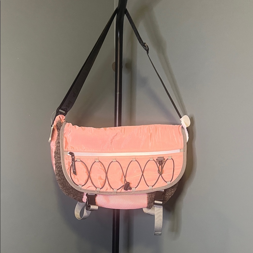 NWT Free People Movement Playoff Sherpa Messenger Bag - pink/coral
